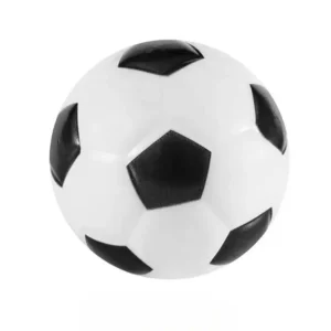 Balle anti stress en mousse en forme de ballon de football noir et blanc, vue de face