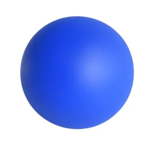 Balle anti stress bleue en mousse, vue isolée sur fond blanc, accessoire de relaxation