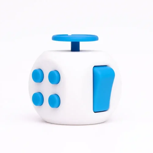 Dés Anti Stress blanc et bleu – Outil ludique anti stress pour bureau ou école