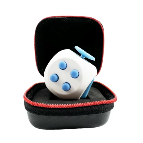 Dés Anti Stress Blanc et Bleu avec Coque – Jouet Anti Stress Compact AntistressZone