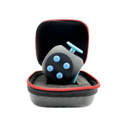 Dés Anti Stress Noir et Bleu avec Coque – Cube Sensoriel Relaxant AntistressZone
