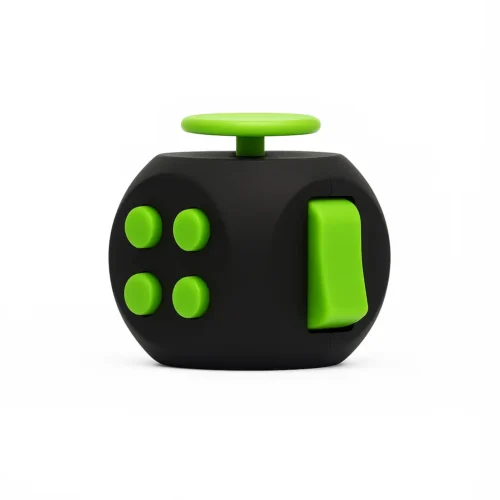 Dés Anti Stress noir et vert – Cube fidget ergonomique pour la concentration et la relaxation