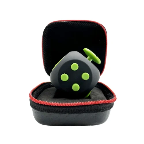 Dés Anti Stress Noir et Vert avec Coque – Accessoire Relaxation AntistressZone