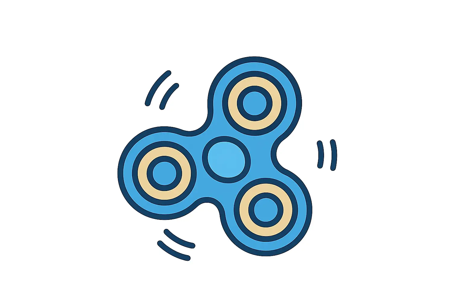 Illustration d’un fidget anti stress spinner bleu en mouvement