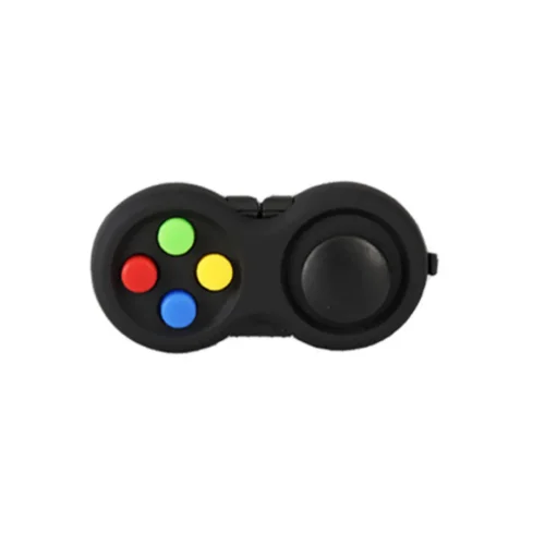 fidget pad anti stress 8 fonctions horizontal noir boutons colorés