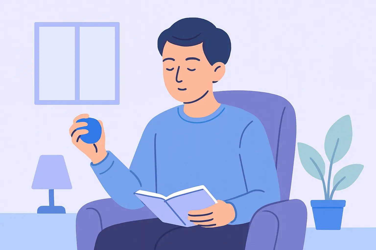 Personne qui pratique la gestion du stress avec une balle anti stress dans un environnement calme