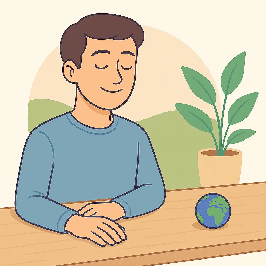Personne détendue après avoir utilisé une balle anti stress, ambiance zen et reposante