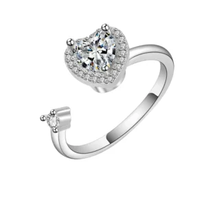 bague anti stress coeur argentee Bague anti stress cœur argentée élégante avec cristaux