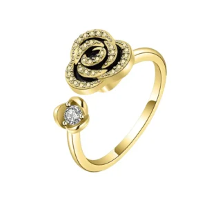 bague anti stress rose doree Bague dorée anti stress au design rose élégante et raffinée